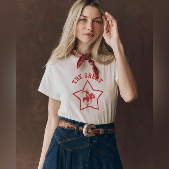 THE GREAT. Tops - THE GREAT. Boxy Crew with Rodeo Star NWT